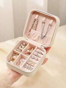 1 Stück Schmuckbox, Make-up Box, Halskette Ring Schmuckaufbewahrung und Organizer, tragbare Schmuck Ohrringbox für Lippenstift, Make-up Pinsel, Lipliner, Lidschattenpalette, Kosmetika, Hautpflege, Stifte, Puderpuff, Kamm, Nagellack, Schmuck, Parfüm, Büromaterial, Elektronik Schulbedarf