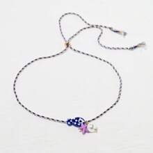 Colar com pingente de peixe de cerâmica boêmio colorido para mulheres, gargantilha ajustável de corda multicolorida, perfeita para férias de verão na praia e festivais de música, joias de férias estilo boêmio ajustável