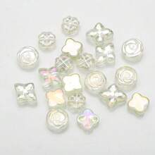 20颗/包，12毫米四叶草玻璃珠，4色，每色5颗，春运叶带孔，60颗/包，星月电镀彩色银河DIY手链、项链、耳环、包包、鞋子、配饰、腰链、钥匙扣、手机挂饰 - 12mm四葉草色系 - 查看 31