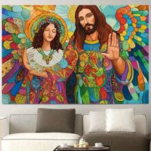 1pc Polyester Humor Natural Artistic Polyester Backdrop, Woven Canvas, Horizontal Direction, No Electricity Needed