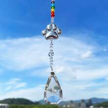 1Pc Pet Dog Cat Paw Print Sun Catcher Pet Memorial Gifts Crystals Prisms Dog Pet Sympathy Hanging Window Garden Decor Wind Chime Rainbow Maker Suncatcher Loss Of Dog Gift Rainbow Bridge Sympathy Gift For Pet Lovers, Window Decor & Friend Birthday Keepsake
