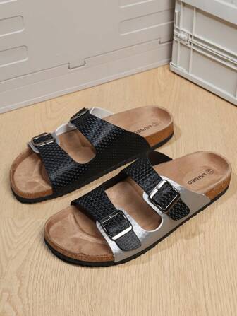 1 par de sandálias unissex de sola de cortiça, palmilha macia, sandálias mule, confortáveis para caminhadas ao ar livre na praia no verão