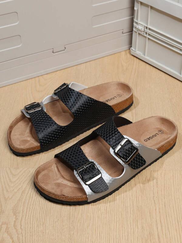 1 pereche de sandale cu talpă din plută la modă unisex, talpă interioară moale cu tobogane mule, confortabile pentru plimbarea pe plajă în aer liber vara