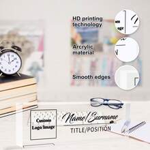 Customized Acrylic Desktop Nameplate - Personalized Office Decor, Suitable For Colleagues, Bosses, Teachers, Nurses - Ideal Employee Appreciation Gift (With Logo), Office Desk Accessory - Multicolor - View 2