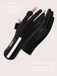 1 Set Multicolor Versatile Women Sunscreen Gloves, Ice Silk UV Protection Breathable Fingerless Driving Cycling Gloves