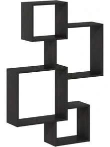 Decorative 4 Cube Wall Shelves| 4 Intersecting Espresso Cube Shelfs| Wall Mounted Floating Shelves For Wall| Espresso Finish - Brown - View 5