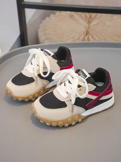 1Pair Of 2025 Spring New Children's Sports Shoes For Boys And Girls, Shoes, Anti Slip And Fashionable Hook And Loop, German Training Sneakers