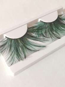 1 par de pestañas postizas de plumas verdes, decoración de maquillaje para fiestas, bodas, escenarios, disfraces