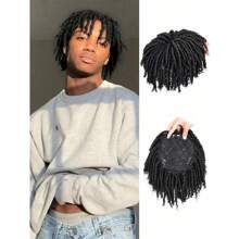Synthetic Dreadlock Hair Topper Clip In Dreadlocks Hairpieces 6 Inch Short Locs Braided Hair Toupee For Men