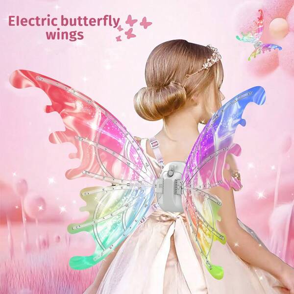 Christmas Decoration 1pc Electric Glowing Music Butterfly Wing Fairy Cosplay Prop, Indoor/Outdoor Toy, Gift For, Christmas, Battery Not Included, DIY Assembly, Angel Costume For Kids, Costume For Kids, Toys>Kid>Other Kids Dress Up