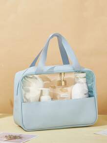 3pcs/Set Large Capacity Cosmetic Bag PVC Waterproof Makeup Bag Transparent Travel Organizer Bag Makeup Brush Bag Cosmetic Bag Perfume Storage Box, Essential For Summer Holiday Travel, Beach Bag, Handbag, Suitable For Skincare, Makeup, Bathroom Storage, Lipstick, Makeup Pencils, Shampoo, Toothbrush, Curling Brush, Etc.