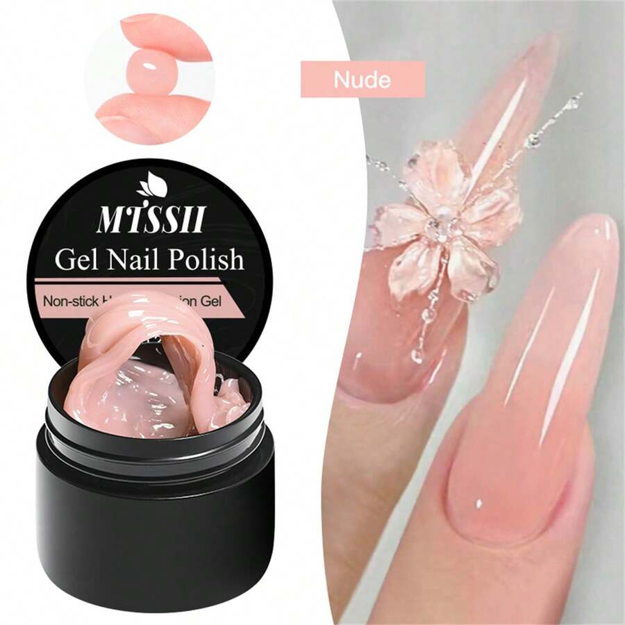 Mtssii 8ml Clear Non Stick Hand Extension Gel Nail Polish For 3D Shaping Nail Art Solid Milky Jelly Hard Gel For Fake Nail Carving Flower Nail Art Acrylic Gel Varnish Solid Builder Gel Easy To Operate Manicure For Home And Slaon - 裸色 - 查看 1