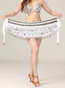 Cadena de cintura con gemas de estilo de palacio árabe, hecha con un trabajo exquisito, con flecos multicapa que brillan dinámicamente, una opción llamativa para actuaciones de danza del vientre y fiestas de festivales