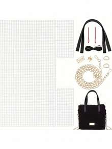 一套编织塑料网工具套装，包含金属扣、PU织带、DIY包袋配件、编织工具，易于编织，母亲节礼物，家用工艺工具套装，手工包袋材料 - 多色 - 查看 1