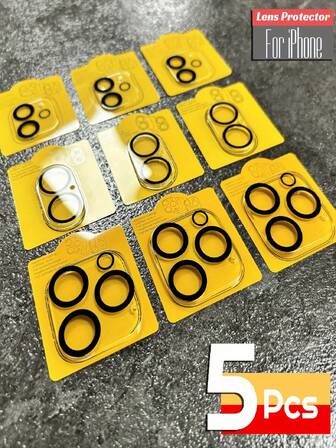 5 piezas de película protectora de lente de alta definición, cubierta de lente anti-arañazos compatible con iPhone 11/12/13/14/15/16/16/17Plus/16 Pro/16 Pro Max/16e Series/17Air/17pro/17pro Max a prueba de agua, a prueba de golpes, anti-caída, anti-huellas dactilares, de cobertura completa