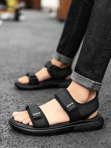 1 Pair Men's Soft Bottom Non-Slip Fashion Casual Sandals, Versatile Breathable Beach Shoes - Black - View 6