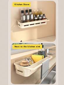 1 pezzo Scaffale porta stoviglie, porta panni e spugne da cucina multifunzione,organizer da parete per spezie