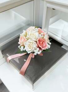 1pc Small Artificial Bride Bridesmaids Wedding Bouquet, Nature Style Outdoor Photoshoot Decor