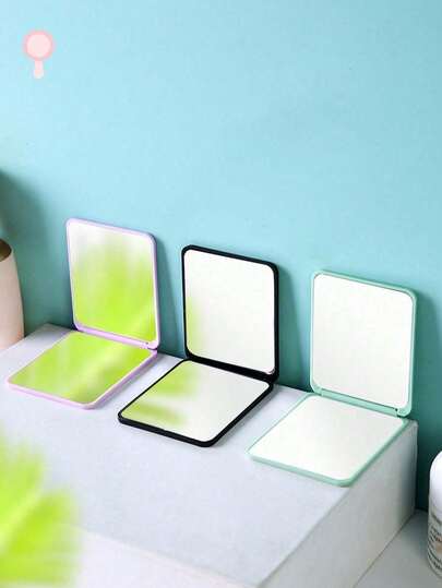1pc Double-Sided Folding Makeup Mirror Small Square Compact Portable Pocket Mirror For Students, Girls, Women, Travel Gift 4 Colour