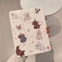 Magnetic Puppy Tablet Protective Case Compatible With IPad, Y-Fold Design With Pencil Slot, Compatible With IPad 2020/2021/2022 Pro 11 Inch, IPad 10th/11th Gen, IPad Air 4/5/6, Smart Sleep/Wake, Double-Sided Pattern, Anti-Bending Anti-Drop