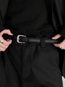 1 pieza Cinturón negro sencillo y casual para hombres, cinturón versátil y minimalista unisex para uso diario