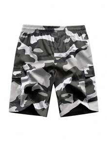 Camouflage Cargo Casual Shorts For Men, Outdoor Sports Loose Knee Length Pants - White - View 3