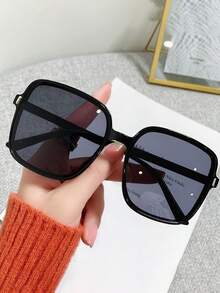 4pcs/Set Square Studded Oversized Fashion Fashion Glasses, Versatile Street Style - Multicolor - View 3