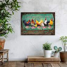 1 Pieza Decoración de Sala Enmarcada Cuadro de Pared de Gallo Decoraciones de Cocina Arte Rústico de Granja Imágenes de Pollo Decoración de Pared para Cocina Impresiones en Lienzo Decoraciones de Arte Hogar Decoraciones para Baño Comedor - Enmarcado - Ver 4