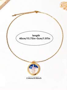 1pc Vintage Luxury Beach Shell & Faux Pearl Oil Drop Pendant Necklace For Women