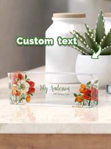 Custom Acrylic Desk Name Plaque - Perfect Employee Appreciation Gift For Boss, Colleague, Teacher Daily Office Essentials, Flower Design, Marble Design, Teacher's Day Gift, Floral