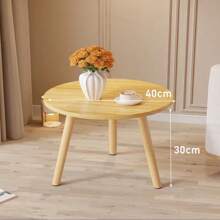 Semplice tavolino da comodino in legno rotondo con cornice in legno massiccio, mobile da piccoli spazi come tavolo da caffè laterale, per reception, ufficio, soggiorno, camera da letto