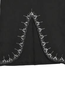 Vestidos de fiesta de cena, rave y mujer de manga larga, cuello redondo, de un solo color, con abertura lateral, con brillo y brillantes