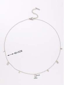 水滴方形轻奢小众设计百搭不锈钢锁骨链时尚耐用韩版/日系 - 銀色 - 查看 5