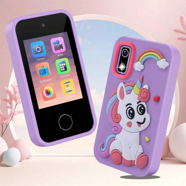 Kids Toy Phone,Unicorn Themed Toy Phone With Multifunctional Integration,Camera,Audio,Games,Habits,Study Mode,Christmas Birthday Gifts For Girls And Boys