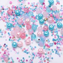 1 paquete de cuentas redondas de cristal de 0,8 cm, cuentas de arroz asimétricas pequeñas, cuentas con tema de peces y estrellas de mar en colores surtidos, aproximadamente 40 g/paquete, para la elaboración de joyas DIY como collares, pulseras y pendientes