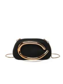 Sac embrayage décoré d'une boucle métallique élégante et simple, sac de soirée vintage avec chaîne métallique, idéal pour un cadeau de soirée de rendez-vous