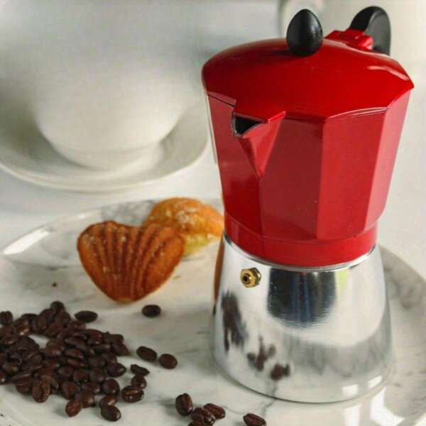 High Quality New Upgrade New 3 Cup Traditional Espresso Stovetop Coffeemaker, Red