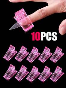 Nail Extension Clips, Nail Molds, Gel Nail Clips, Nail Extenders, UV/LED Extension Clips, Manicure Tools, Manicure Supplies, 3/5/10/20pcs Clear/Pink Nail Extension Clips, Manicure Supplies, Manicure Tools, Manicure Tools, Back To School Supplies, Manicure, Press-On Manicure Tools - Pink - View 11