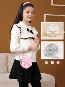 1pc S Bow Decor Cute Crossbody Bag School Bag, School Bag, Luggage,School Bag
