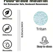 4/6/8 根替换吸管，适用于 30 盎司/20 盎司 IceFlow 不锈钢带吸管玻璃杯 - IceFlow 吸管替换配件套装，学校用品 - 彩色 - 查看 8