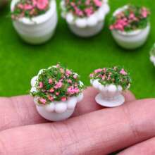Miniatura de banco de parque realista para casa de muñecas, maceta de flores, fuego, decoración de madera y enredadera, accesorios para escena de sala de estar, exterior, dormitorio, modelo colgante de pared, escena del hogar en miniatura DIY, regalo coleccionable para aficionados y entusiastas de los pasatiempos