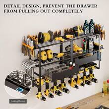 Local Shipping-Up To 70 Long Handled Shovels/Rakes/Brooms Holder For Garage,Shed,Outdoor(Black),Garden Tool Organizer Storage Metal Yard Tool Organizer Heavy Duty Garden Tool Rack Stand With 2 Extra Hooks, - 19.88"(L)*7.9"(W)*16.7"(H) - View 3