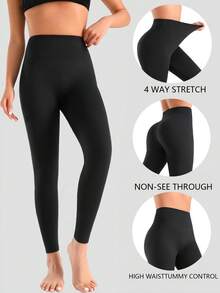BioSynq 3 Pack Solid Black High Waisted Leggings For Women, Ultra Soft Stretch Opaque Slim Yoga Leggings, One Size & Plus Size - 彩色 - 查看 2