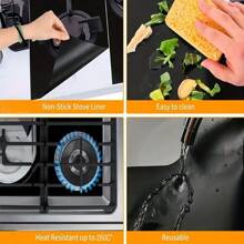 3-Piece Set 5-Hole Gas Stove Protector Mat, Kitchen Cleaning Non-Stick Reusable Stove Scratch Guard Cover