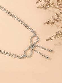 Fashionable Elegant Rhinestone Bow Decor Waist Chain
