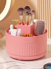 1pc Desktop Rotating Cosmetic Brush Holder, For Storage Of Eye Shadow, Lipstick And Brushes, Easy To Access Small Tools, Knives, Eyebrow Pencils, Razors, Office Stationery, Etc. It Is A Multifunctional Rotating Holder For Household Use And Organizing Cosmetics, Great As An Accessory Or Fun Gift.,For Holiday Beach, Bathroom Collection, Bedroom Collection, Large Capacity