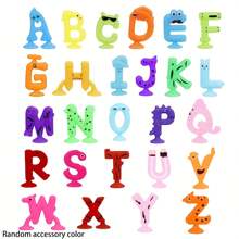 26 pièces Alphabet et 15 pièces Numéros, Jouets d'apprentissage lavables avec ventouses - Jeux interactifs d'orthographe et de comptage, Couleurs aléatoires