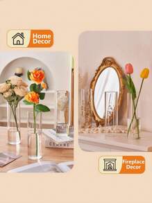 1pc/4pcs Glass Cylinder Vases, Hurricane Candle Holders For Pillar Or Floating Candles, Tall Clear Vase For Centerpieces, Round Vases For Wedding Anniversary Events Home Table Decor Home Decor Room Decor Flower Vase Glass Vase