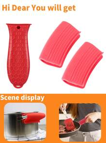 Épaisse housse de poignée en silicone pour poêles en fonte, poignée anti-dérapante et résistante à la chaleur, prise de poignée résistante aux hautes températures anti-brûlure, housse de poignée de poêle résistant à la chaleur pour ustensiles de cuisine en métal, poêles, casseroles en fonte, poêles, plaques, poignées d'ustensiles de cuisine en métal et en aluminium - manchon de préhension, housse de poignée
