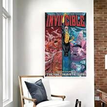 Framed Invincible Canvas Art     Modern Wall Decor Featuring Iconic Characters & Cosmic Scene, Perfect For Living Room Or Bedroom, Superhero Room Theme | Dynamic Superhero Art | Canvas Art Print, Superhero Party Decorations, 2D Flat, Perfect For Room Decor - Framed - View 3